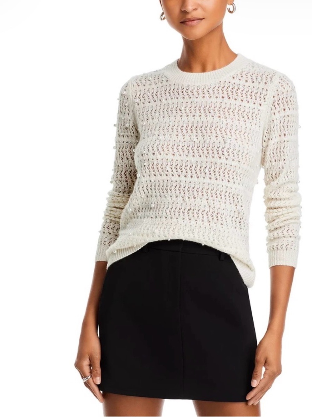 Aqua cashmere embellished Sweater in Cream